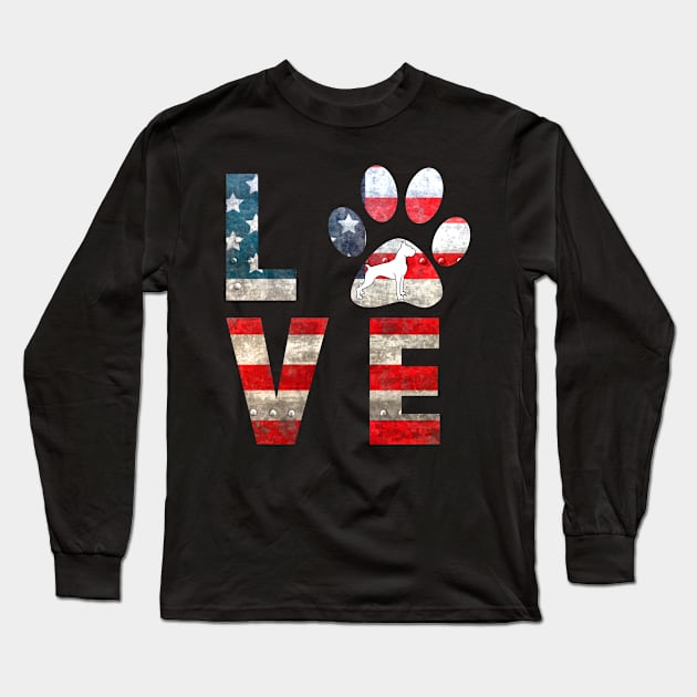 Patriotic Boxer Dog Love Long Sleeve T-Shirt by KittleAmandass